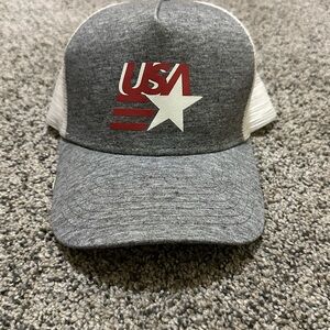 Gray and White USA Cap